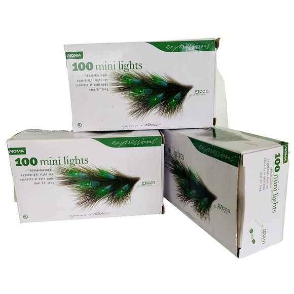 Noma Green Mini Lights String (3) 100 Count Boxes St Patrick's Super Bright T5 - Picture 3 of 10